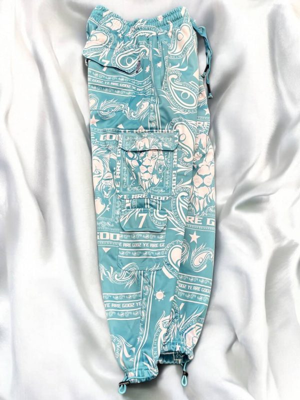 Studio Lounge Lion Amongst Gorillaz Bandana Print Painters Cargo Joggers - Image 4