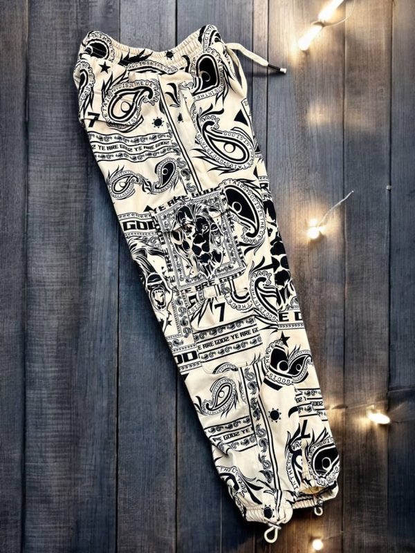 Studio Lounge Lion Amongst Gorillaz Bandana Print Painters Cargo Joggers - Image 3